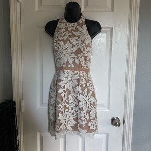 Dress the Population Sequin Tan and White Mini Dress - size S